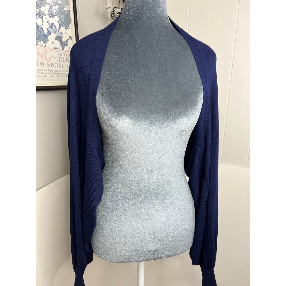 Womens Size Med Navy Blue Long Sleeve Cropped Sweater NWT